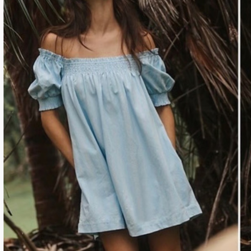 Free People Light Blue Smocked Dress